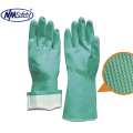 NMsafety long cuff green nitrile labour chemical resistant gloves safety  CE EN388 3101X